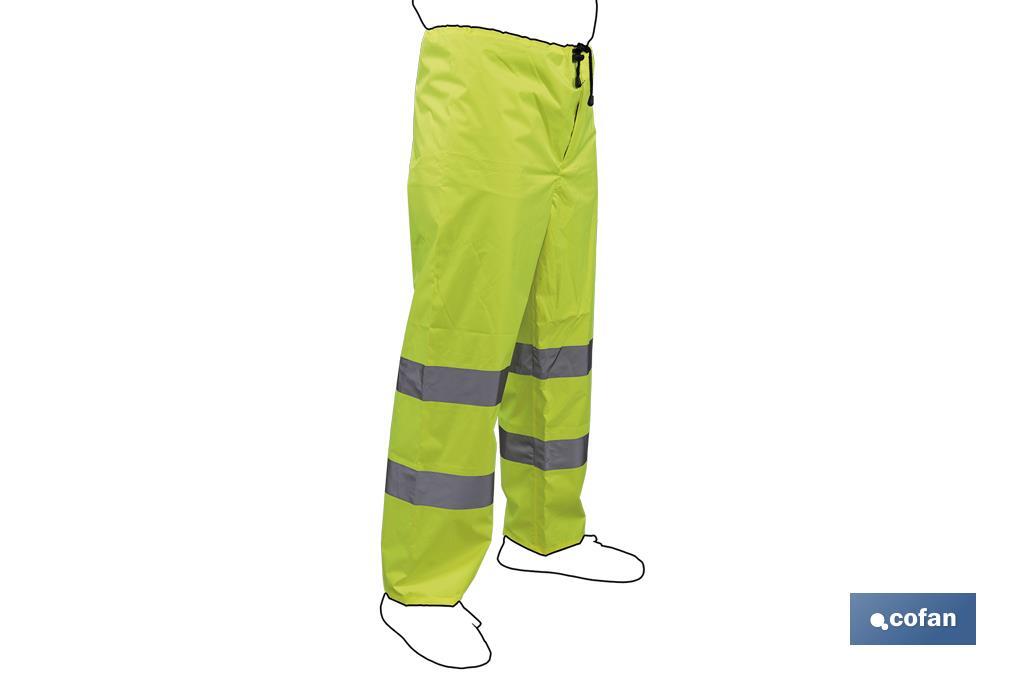Pantalon de pluie à haute visibilité | Tailles de la S jusqu’à la XXXL | Couleur jaune - Cofan