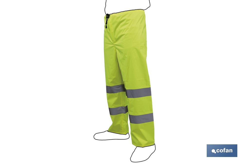 Pantalon de pluie à haute visibilité | Tailles de la S jusqu’à la XXXL | Couleur jaune - Cofan