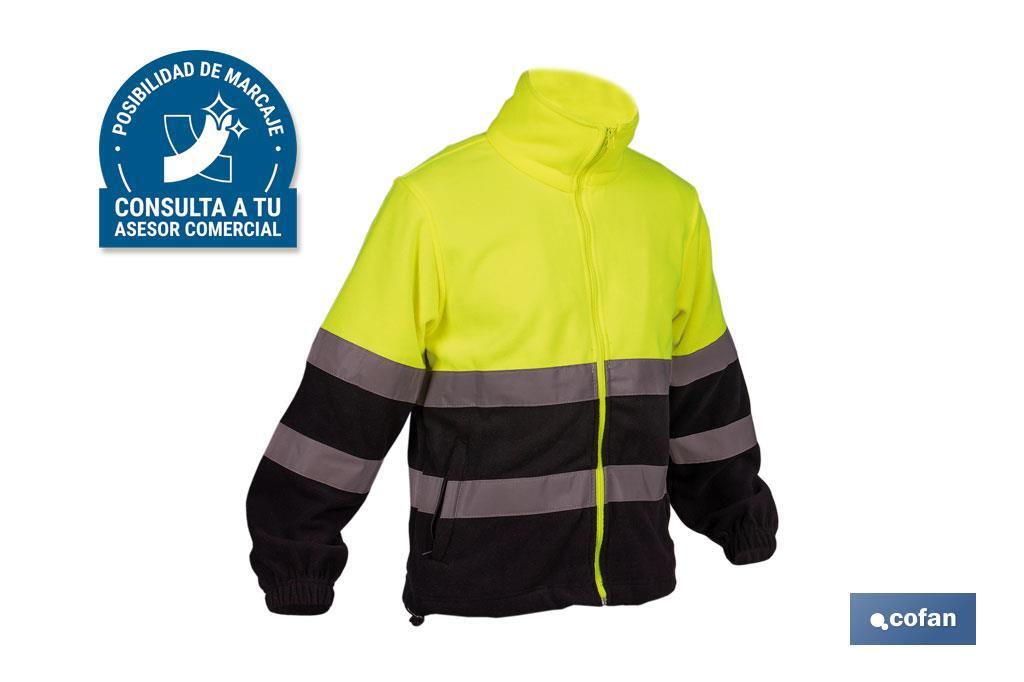 Cofan Polaire à haute visibilité | Fermeture éclair | Couleur : Jaune et bleu | Disponible de la taille S à la XXXL - Cofan