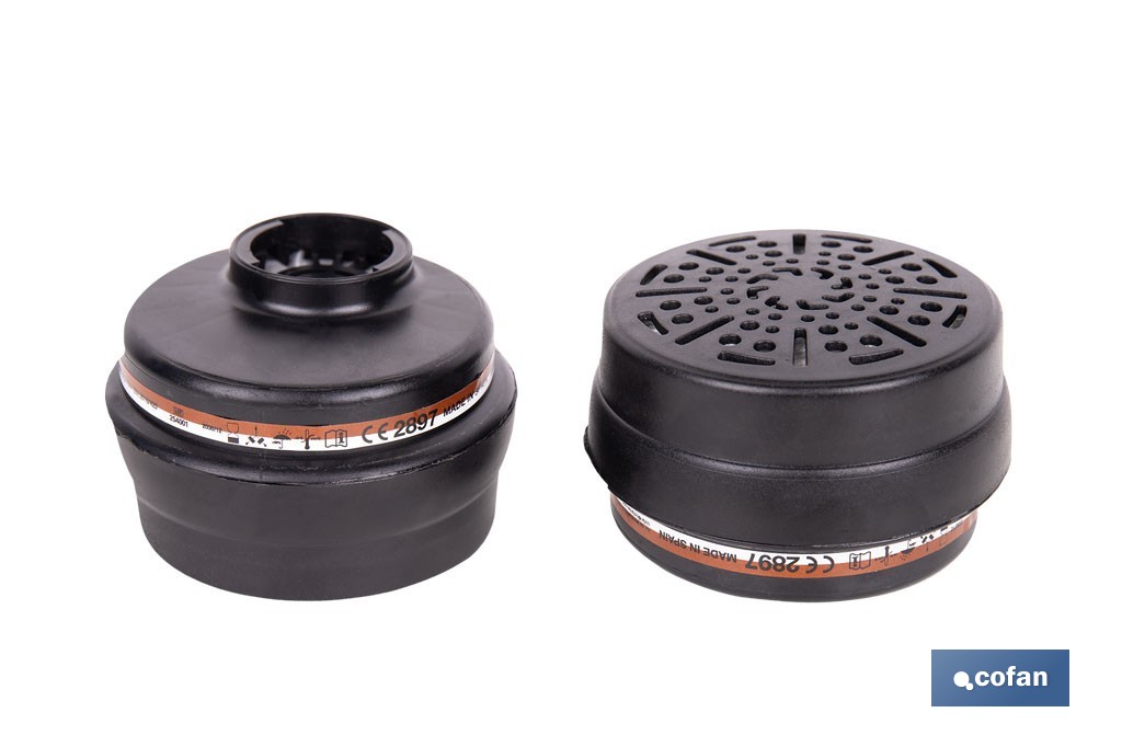 Set de 2 filtros A1P3 para máscara completa Cofan | Protección frente a gases, vapores y partículas P3 - Cofan