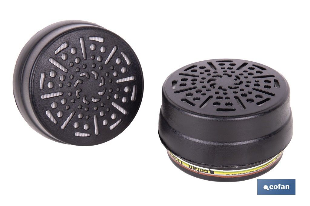 Set de 2 filtros ABEK1P3 para máscara completa Cofan | Protección avanzada frente a gases, vapores y partículas - Cofan