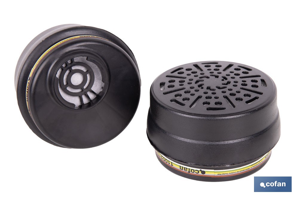 Set de 2 filtros ABEK1P3 para máscara completa Cofan | Protección avanzada frente a gases, vapores y partículas - Cofan