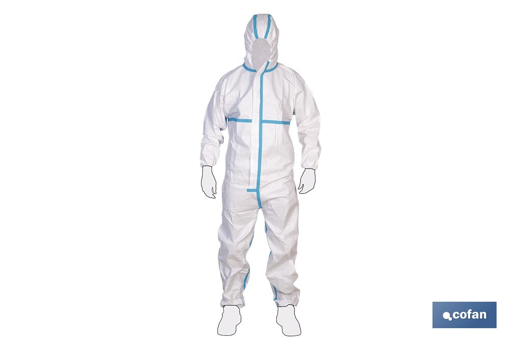 Buzo de protección fitosanitaria con capucha | Protección frente a pesticidas y químicos | Color: blanco | EN ISO 27065 Nivel C2 | Disponible desde la talla M hasta la XXL - Cofan