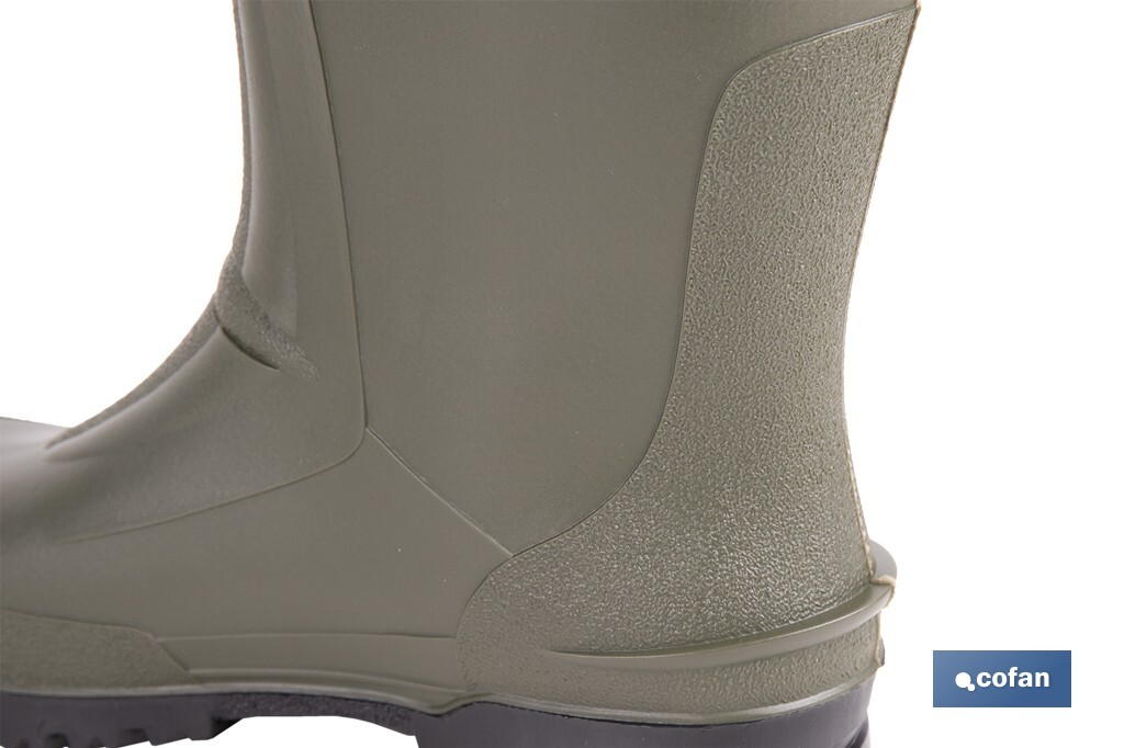 Rain Boot | High Shaft | PVC | Green | Inner Knit Lining - Cofan