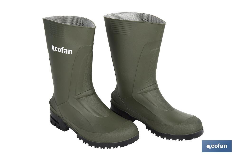 Bota de Agua | Meio Cano | Fabricada PVC | Cor Verde | Sola AntiDerrapante - Cofan