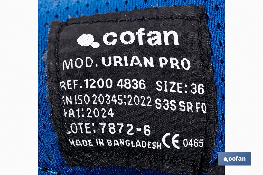 Bota de seguridad Urian Pro con cierre de velcro | Puntera de composite, resistencia al agua | Disponible desde la talla 36 hasta la 47 - Cofan