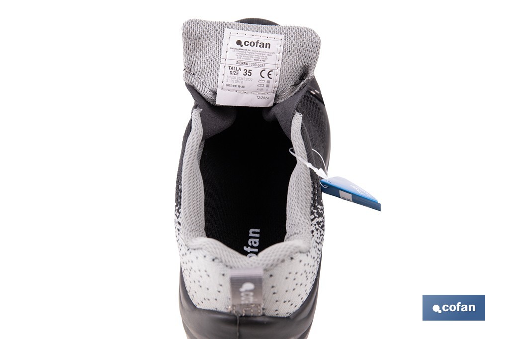 S1 Sports safety shoe PS SR FO, Sierra model | Penetration-resistant toe cap and insole | Available from size 35 to 47 (EU) - Cofan