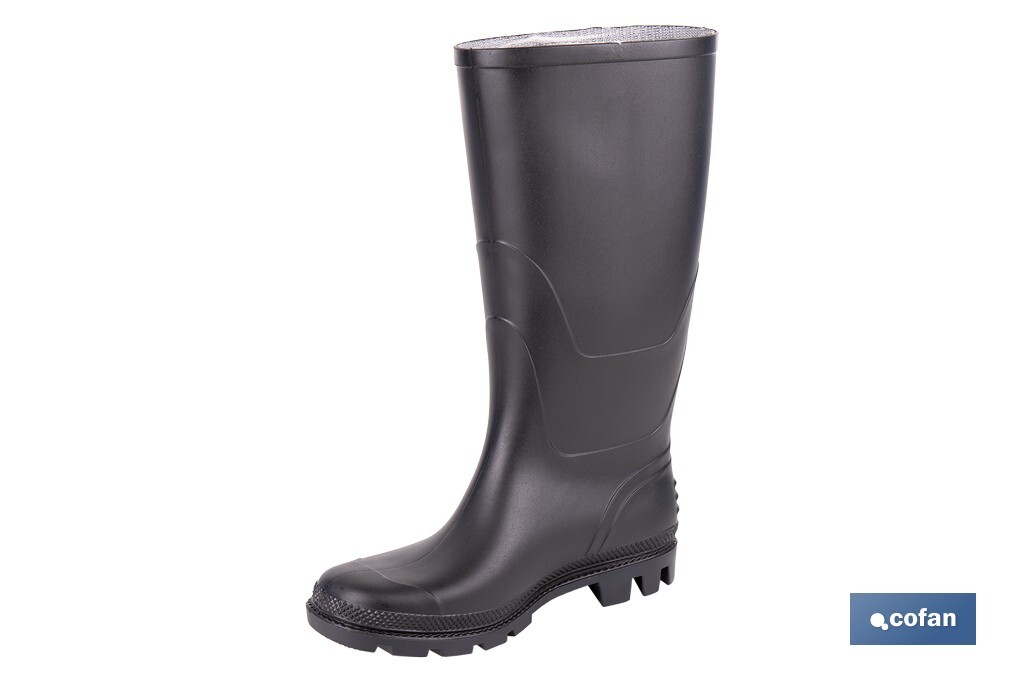 Botas de agua con caña alta | Material: PVC | Color: negro | Alta resistencia al agua, aceites y grasas | Disponible desde la talla 37 hasta la 47 - Cofan