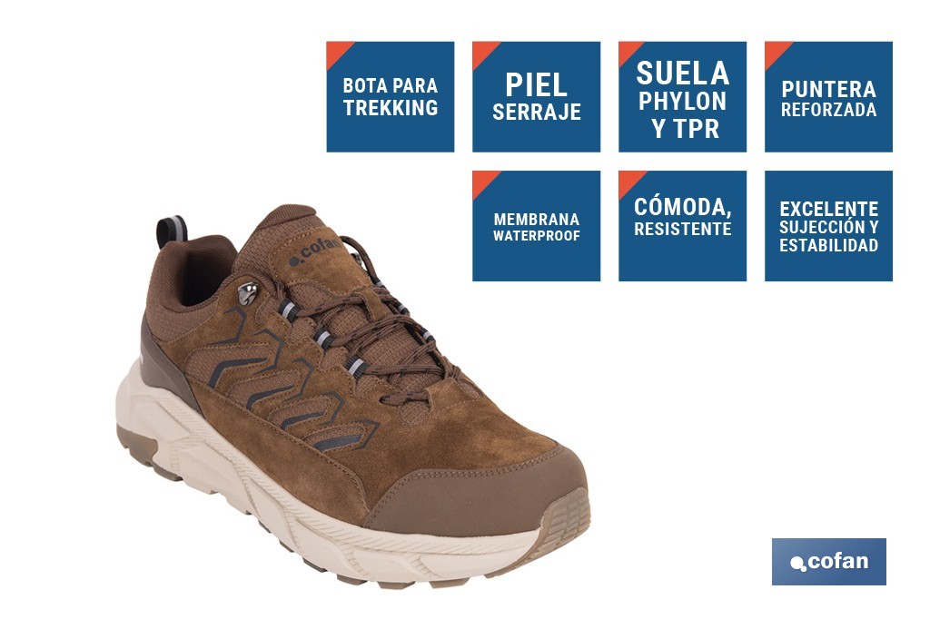 Zapatilla de trekking impermeable Infanto | Piel de serraje con suela de Phylon y TPR | Disponible desde la talla 39 hasta la 46 - Cofan