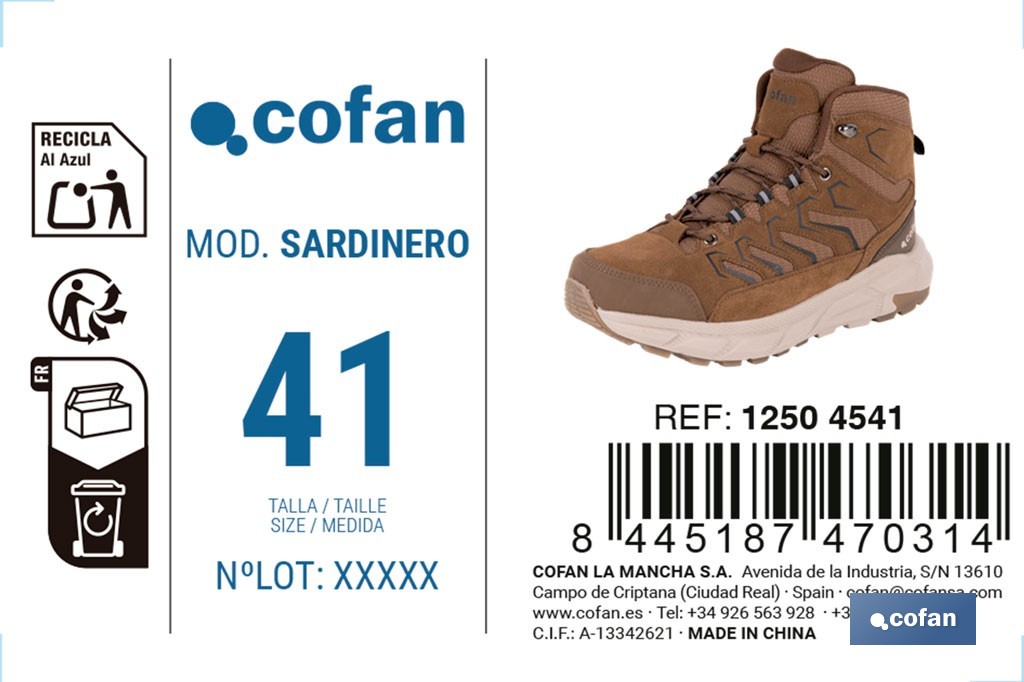 Bota de trekking impermeable modelo Sardinero | Piel de serraje con suela de Phylon y TPR | Disponible desde la talla 39 hasta la 46 - Cofan