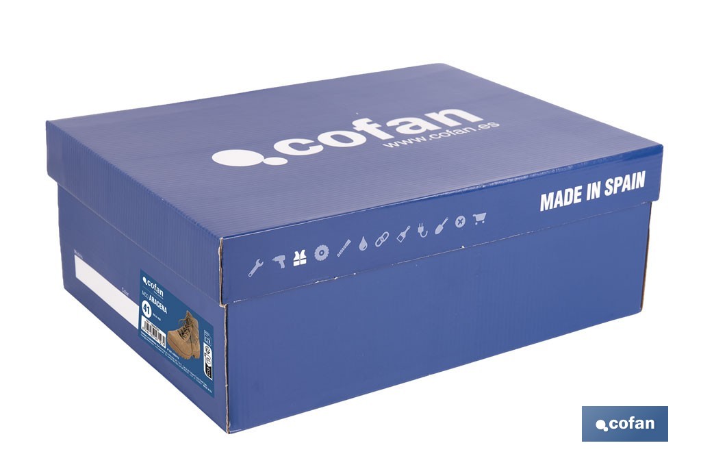 Bota de trekking Aracena con suela antideslizante de caucho | Serraje natural y cierre por cordones | Adecuada para senderismo y media montaña | Disponible desde la talla 38 hasta la 46 - Cofan