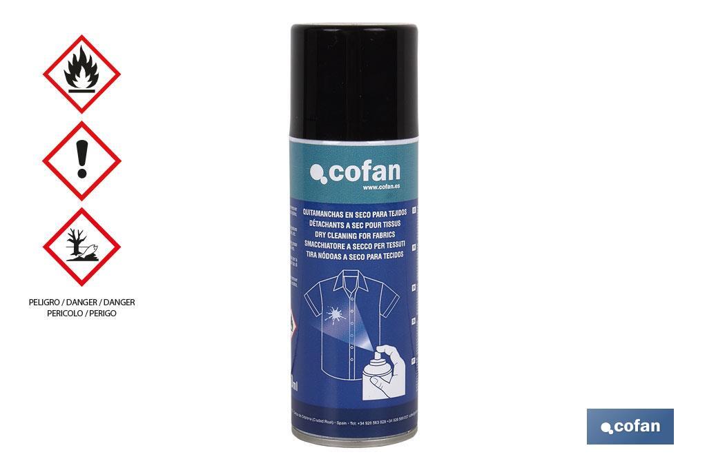 Spray Quitamanchas para tejidos 200 ml | Base disolvente | Absorbe y disuelve - Cofan