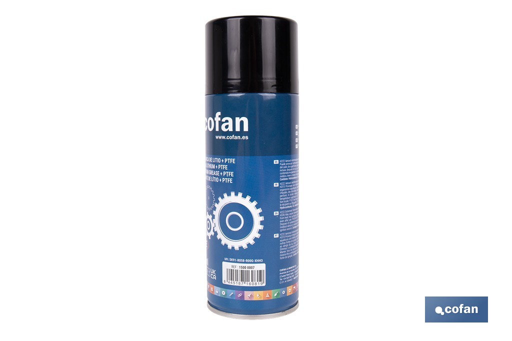 Grasa blanca de litio + PTFE 400 ml | En spray con aditivo de PTFE | Spray de lubricante líquido - Cofan