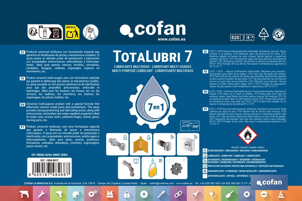 Lubricante multiusos universal | Envase de 400 ml con alto poder penetrante - Cofan