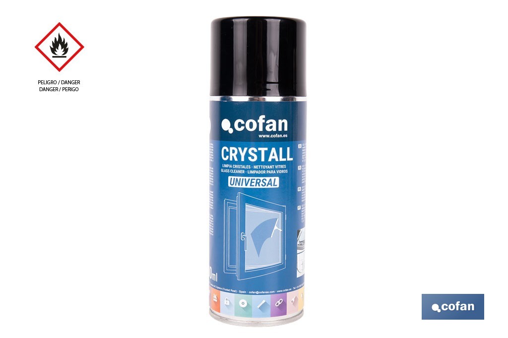 Limpiacristales en aerosol universal | Envase de 400 ml con efecto desengrasante | Fórmula antimarcas - Cofan