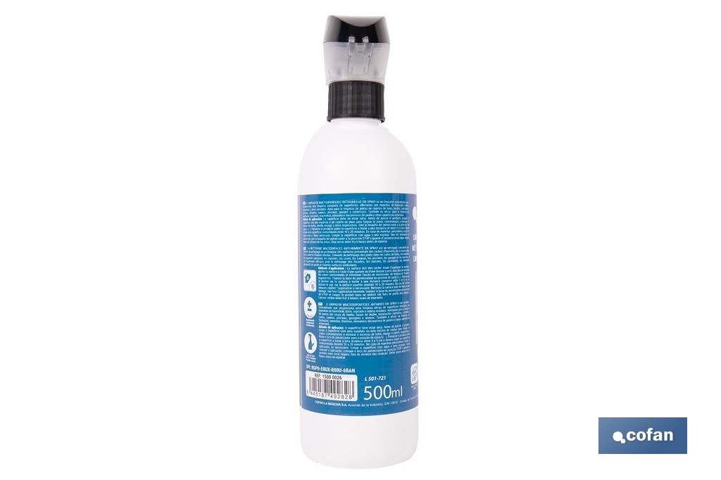 Limpiador antihumedad multisuperficie | Elimina moho y manchas de humedad en baños, cocinas y fachadas | Disponible en diferentes formatos de 500 ml y 5 l - Cofan
