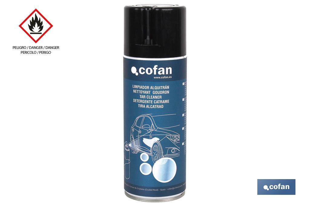 Limpiador de alquitrán en spray 400 ml | Elimina residuos de alquitrán | Ideal para talleres de carrocería - Cofan