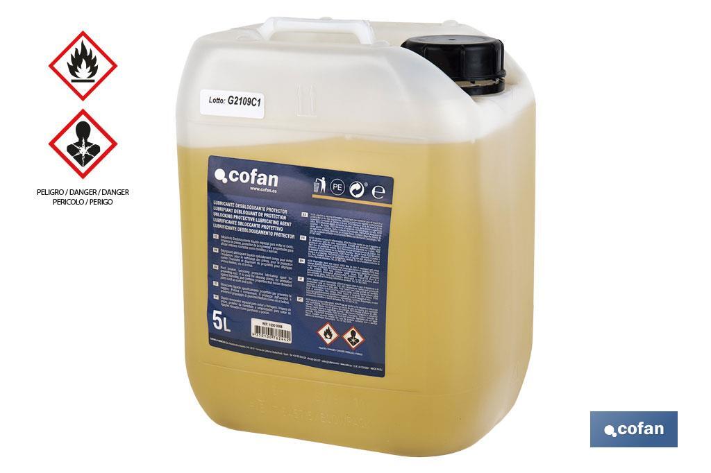 Lubricante Desbloqueante | Protector | Capacidad 5 L | Propiedades lubricantes y protectoras - Cofan