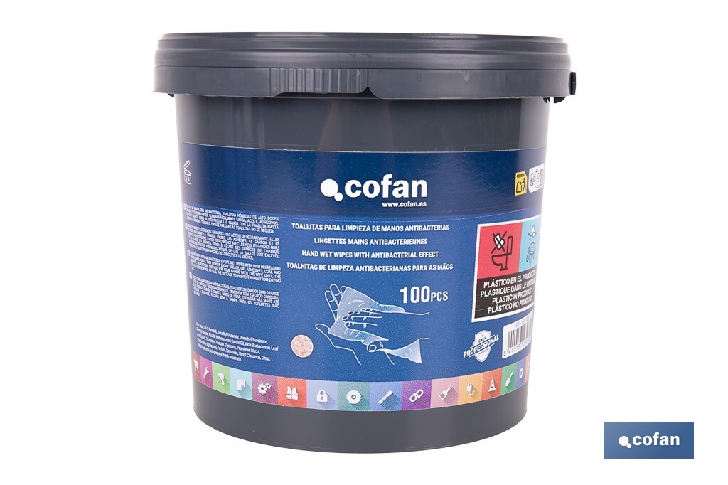 Lingettes nettoyantes pour les mains | 100 unités par conditionnement | Lingettes humides avec extrait d'Aloe Vera - Cofan