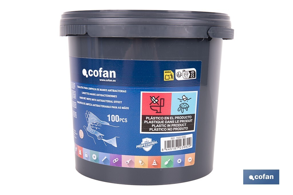 Lingettes nettoyantes pour les mains | 100 unités par conditionnement | Lingettes humides avec extrait d'Aloe Vera - Cofan
