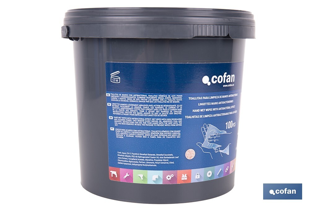 Lingettes nettoyantes pour les mains | 100 unités par conditionnement | Lingettes humides avec extrait d'Aloe Vera - Cofan