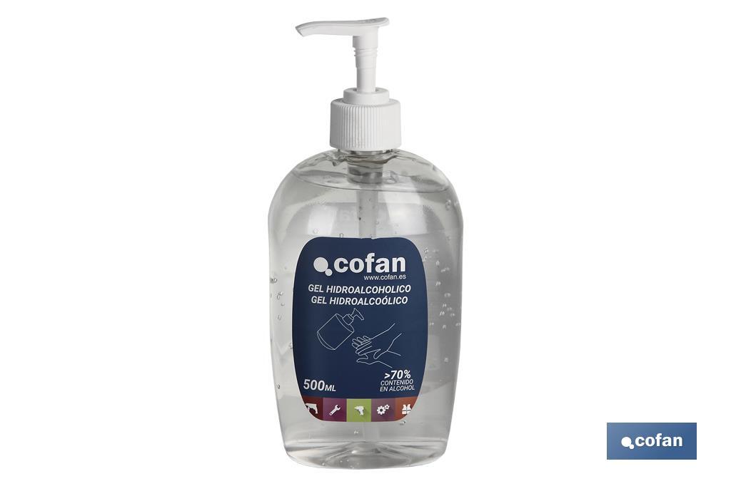 Gel Hidroalcoólico para mãos em 500 ml | Conteúdo de 70% mistura de álcool etílico / álcool isopropílico - Cofan