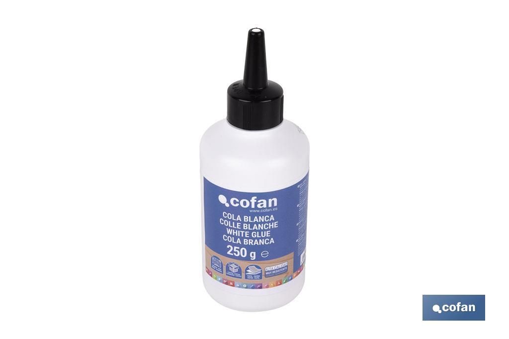 Cola blanca de 250 g y 500 g | Adhesivo rápido y fuerte para madera, papel y cartón - Cofan