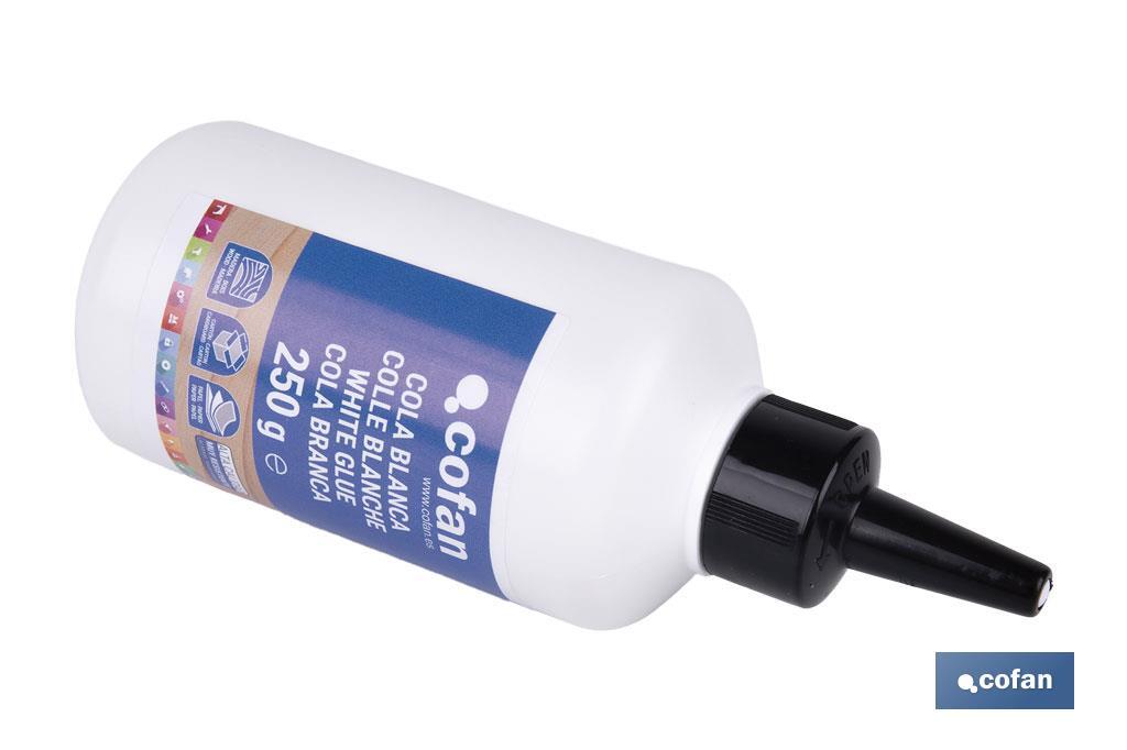 Cola blanca de 250 g y 500 g | Adhesivo rápido y fuerte para madera, papel y cartón - Cofan