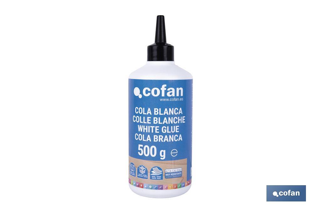 Cola blanca de 250 g y 500 g | Adhesivo rápido y fuerte para madera, papel y cartón - Cofan
