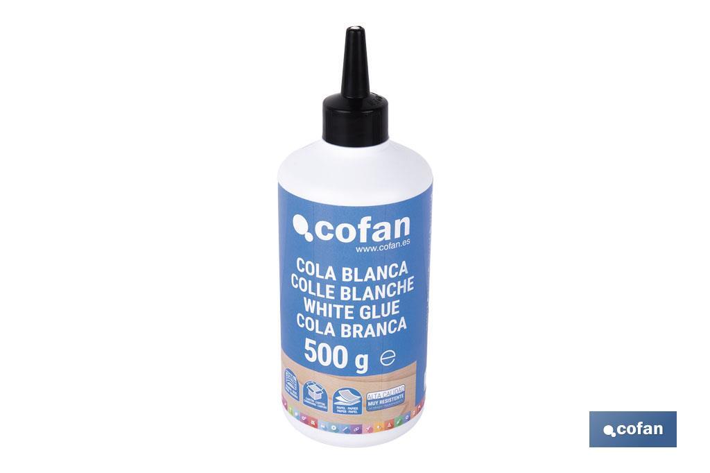 Cola blanca de 250 g y 500 g | Adhesivo rápido y fuerte para madera, papel y cartón - Cofan