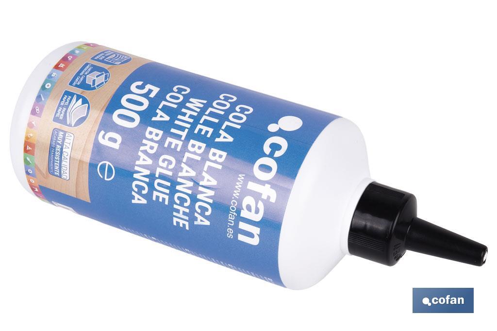 Cola blanca de 250 g y 500 g | Adhesivo rápido y fuerte para madera, papel y cartón - Cofan