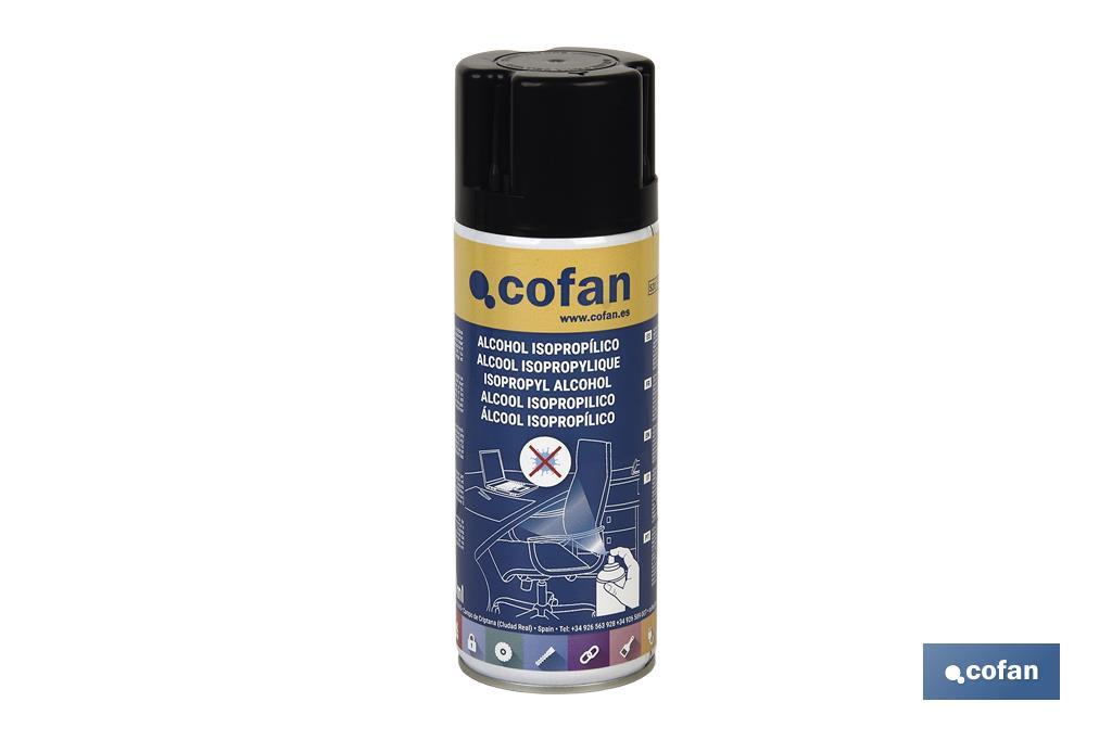 Spray d'Alcool isopropylique | Contenu de l'emballage de 400 ml | Il désinfecte toutes les surfaces - Cofan