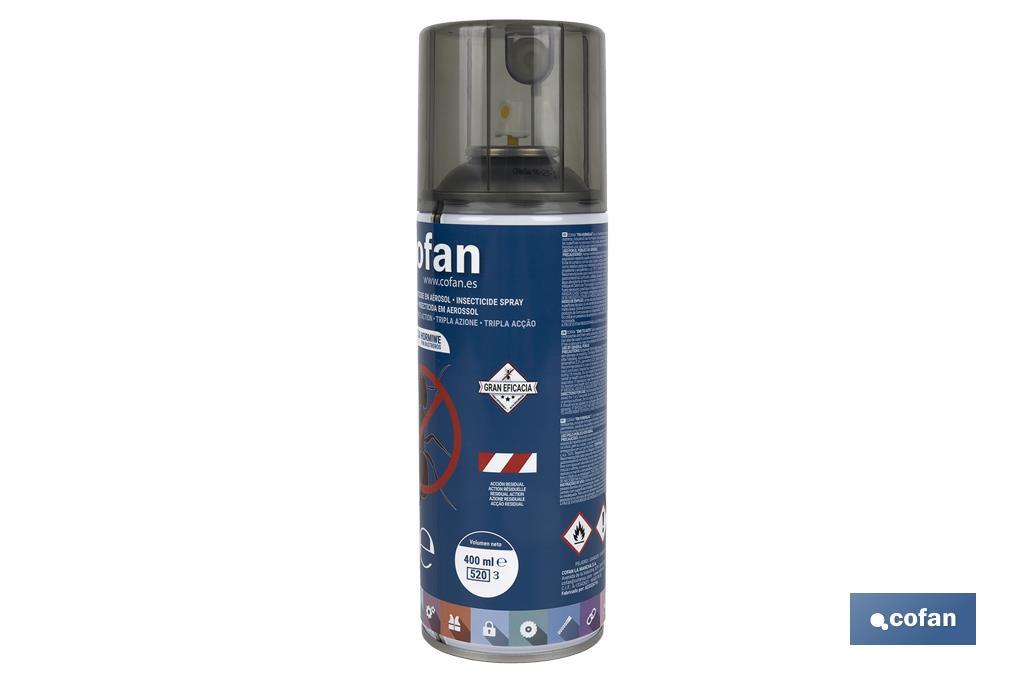 Insecticide pour Fourmis Triple Action | Format Spray | Récipient de 400 ml - Cofan