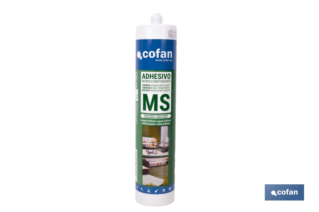Adhesivo MS monocomponente verde para césped artificial de 290 ml – Alta adherencia y resistencia exterior - Cofan