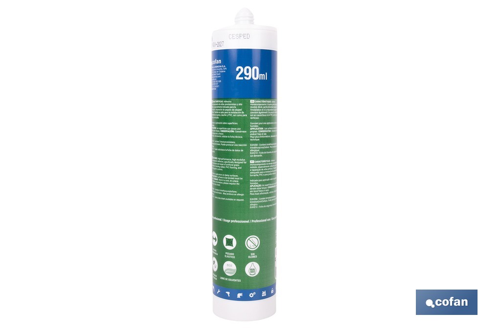 Adhesivo MS monocomponente verde para césped artificial de 290 ml – Alta adherencia y resistencia exterior - Cofan