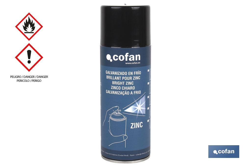 Galvanizado no frio | Embalagem 400 ml | Esmalte Spray Zinco |Cor Prata | Protege o Metal - Cofan