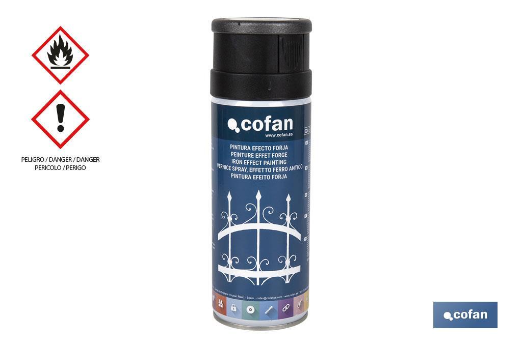 Tinta em Spray | Efeito forja | Cor Preto ou Cinza | Embalagem de 400 ml - Cofan