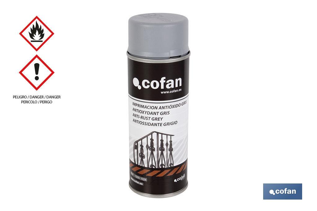 Tinta em Spray Primer | Cor Cinza | Anti-óxido | Embalagem de 400 ml - Cofan