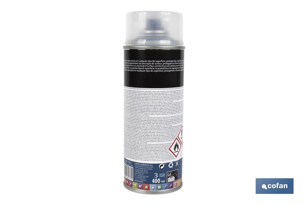 Vernice spray | Opaca o brillante | Bomboletta da 400 ml | Trasparente - Cofan