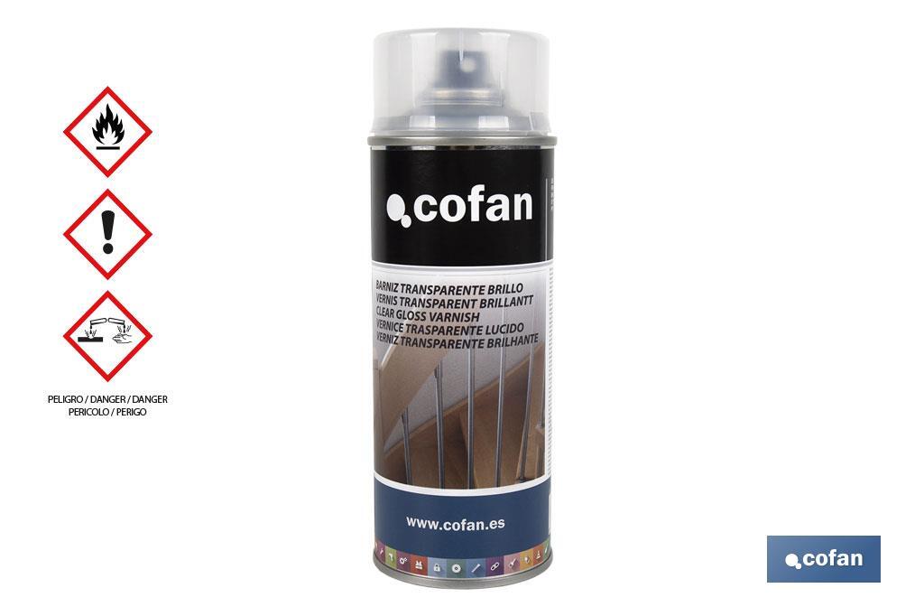 Vernis en spray | Brillant ou mat | Emballage de 400 ml | Transparent - Cofan