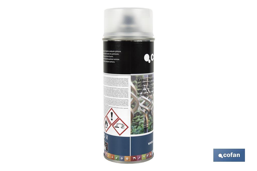 Vernice spray | Opaca o brillante | Bomboletta da 400 ml | Trasparente - Cofan