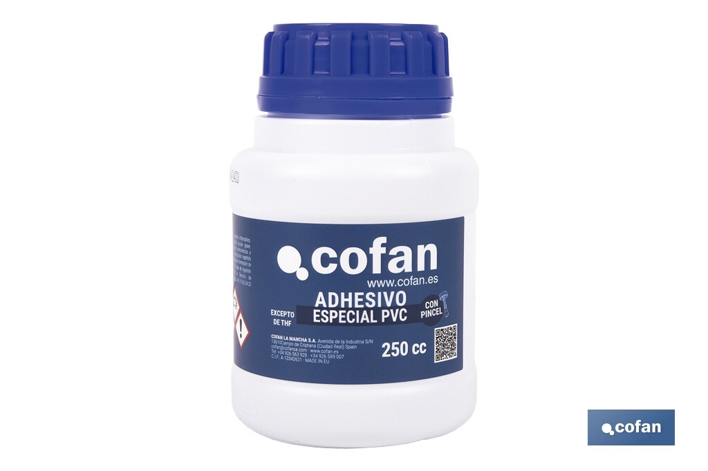 Adhésif pour PVC de 250 ml | Gel pour les raccords | De séchage très rapide | Idéal pour les tuyauteries - Cofan