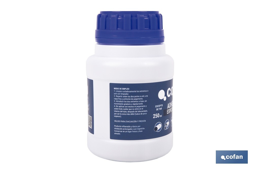 Adhésif pour PVC de 250 ml | Gel pour les raccords | De séchage très rapide | Idéal pour les tuyauteries - Cofan