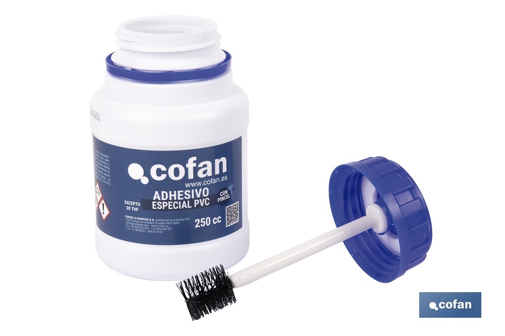 Adhésif pour PVC de 250 ml | Gel pour les raccords | De séchage très rapide | Idéal pour les tuyauteries - Cofan