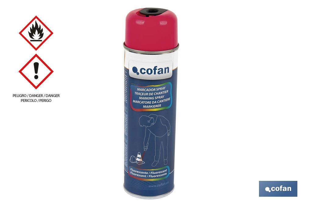 Spray Marcador Fluorescente de Obra | Várias Cores | Embalagem de 500 ml - Cofan