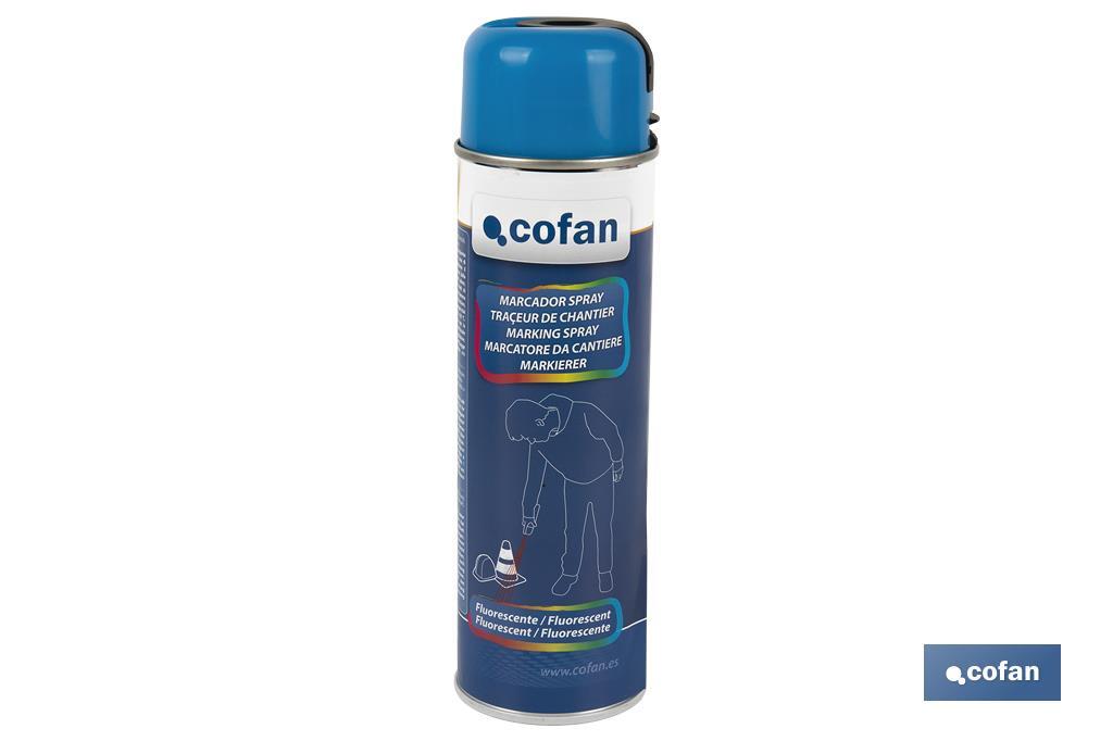 Spray de marquage fluorescent de travaux | Plusieurs couleurs | Emballage de 500 ml - Cofan