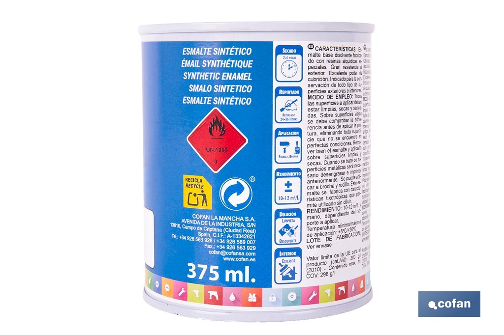 Synthetic enamel | Several colours | 125ml, 375ml, 750ml or 4L - Cofan