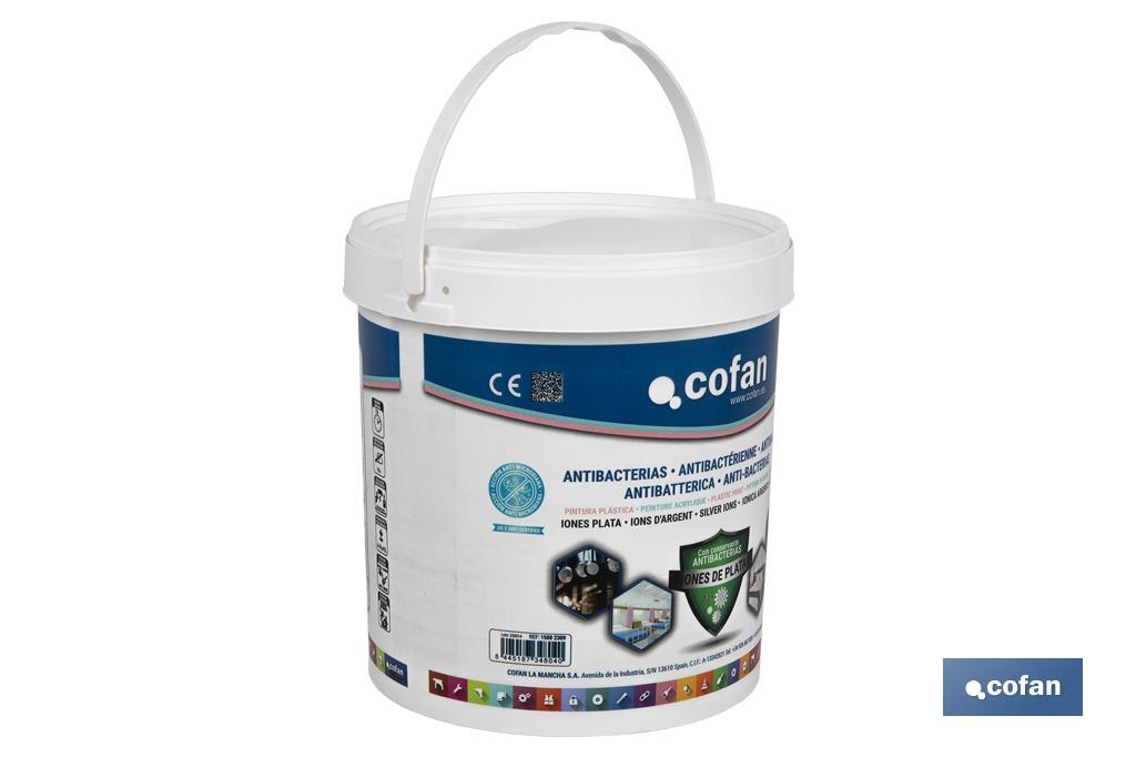 Peinture Acrylique Antibactérienne par Ions d'Argent | Récipient de 4 ou 12 litres | Couleur Blanche - Cofan