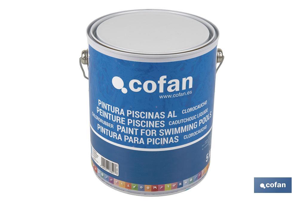 Peinture piscines caoutchouc chloré | Couleur bleue clair et bleu foncé | Capacité 5 kg - Cofan