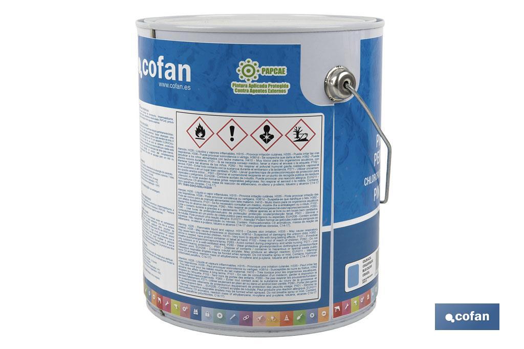 Peinture piscines caoutchouc chloré | Couleur bleue clair et bleu foncé | Capacité 5 kg - Cofan